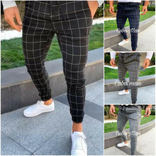 Load image into Gallery viewer, 2019 sexy high wasit spring summer fashion pocket Men&#39;s Slim Fit Plaid Straight Leg Trousers Casual Pencil Jogger Casual Pants