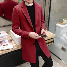 Load image into Gallery viewer, 2019 New Winter Woolen Coat Men Leisure Long Sections Woolen Coats Mens Pure Color Casual Fashion Jackets / Casual Men Overcoat