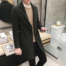 Load image into Gallery viewer, 2019 New Winter Woolen Coat Men Leisure Long Sections Woolen Coats Mens Pure Color Casual Fashion Jackets / Casual Men Overcoat