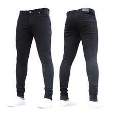 Load image into Gallery viewer, Mens Ripped Jeans for men Casual Black Blue Skinny slim Fit Denim Pants Biker Hip Hop Jeans with sexy Holel Denim Pants