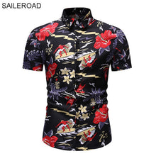 Load image into Gallery viewer, SAILEROAD 2019 Fashion Flower Shirt Men Print Shirts Hawaiian Slim Fit Camisa Floral Masculina Summer Short Sleeve Shirts Tops