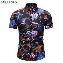 Load image into Gallery viewer, SAILEROAD 2019 Fashion Flower Shirt Men Print Shirts Hawaiian Slim Fit Camisa Floral Masculina Summer Short Sleeve Shirts Tops