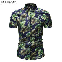 Load image into Gallery viewer, SAILEROAD 2019 Fashion Flower Shirt Men Print Shirts Hawaiian Slim Fit Camisa Floral Masculina Summer Short Sleeve Shirts Tops