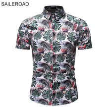 Load image into Gallery viewer, SAILEROAD 2019 Fashion Flower Shirt Men Print Shirts Hawaiian Slim Fit Camisa Floral Masculina Summer Short Sleeve Shirts Tops