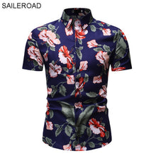 Load image into Gallery viewer, SAILEROAD 2019 Fashion Flower Shirt Men Print Shirts Hawaiian Slim Fit Camisa Floral Masculina Summer Short Sleeve Shirts Tops