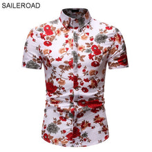 Load image into Gallery viewer, SAILEROAD 2019 Fashion Flower Shirt Men Print Shirts Hawaiian Slim Fit Camisa Floral Masculina Summer Short Sleeve Shirts Tops