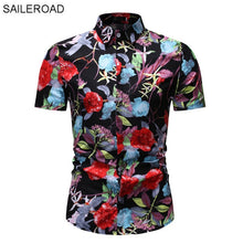 Load image into Gallery viewer, SAILEROAD 2019 Fashion Flower Shirt Men Print Shirts Hawaiian Slim Fit Camisa Floral Masculina Summer Short Sleeve Shirts Tops