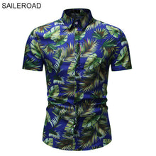 Load image into Gallery viewer, SAILEROAD 2019 Fashion Flower Shirt Men Print Shirts Hawaiian Slim Fit Camisa Floral Masculina Summer Short Sleeve Shirts Tops