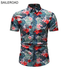 Load image into Gallery viewer, SAILEROAD 2019 Fashion Flower Shirt Men Print Shirts Hawaiian Slim Fit Camisa Floral Masculina Summer Short Sleeve Shirts Tops