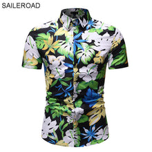 Load image into Gallery viewer, SAILEROAD 2019 Fashion Flower Shirt Men Print Shirts Hawaiian Slim Fit Camisa Floral Masculina Summer Short Sleeve Shirts Tops