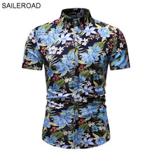 Load image into Gallery viewer, SAILEROAD 2019 Fashion Flower Shirt Men Print Shirts Hawaiian Slim Fit Camisa Floral Masculina Summer Short Sleeve Shirts Tops