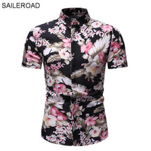 Load image into Gallery viewer, SAILEROAD 2019 Fashion Flower Shirt Men Print Shirts Hawaiian Slim Fit Camisa Floral Masculina Summer Short Sleeve Shirts Tops