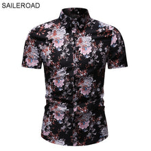 Load image into Gallery viewer, SAILEROAD 2019 Fashion Flower Shirt Men Print Shirts Hawaiian Slim Fit Camisa Floral Masculina Summer Short Sleeve Shirts Tops