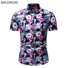 Load image into Gallery viewer, SAILEROAD 2019 Fashion Flower Shirt Men Print Shirts Hawaiian Slim Fit Camisa Floral Masculina Summer Short Sleeve Shirts Tops