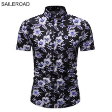 Load image into Gallery viewer, SAILEROAD 2019 Fashion Flower Shirt Men Print Shirts Hawaiian Slim Fit Camisa Floral Masculina Summer Short Sleeve Shirts Tops