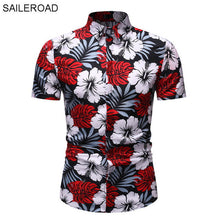 Load image into Gallery viewer, SAILEROAD 2019 Fashion Flower Shirt Men Print Shirts Hawaiian Slim Fit Camisa Floral Masculina Summer Short Sleeve Shirts Tops