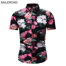 Load image into Gallery viewer, SAILEROAD 2019 Fashion Flower Shirt Men Print Shirts Hawaiian Slim Fit Camisa Floral Masculina Summer Short Sleeve Shirts Tops