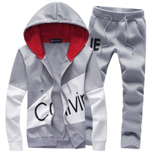 Load image into Gallery viewer, men set letter sportswear sweatsuit Mens 5XL large size sporting suits Tracksuit male sweat track suit jacket hoodie with pants