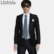 Load image into Gallery viewer, Libithia Luxury Men Wedding Suit Male Blazers Slim Fit Suits For Men Costume Business Formal Party Blue Classic Black Gift Tie