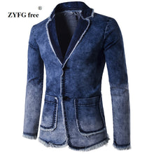 Load image into Gallery viewer, Casual Denim Jacket Suit Men2019 New Spring Fashion blazer slim fit masculino Trend Jeans suit Jean Jacket Men Asia plus size