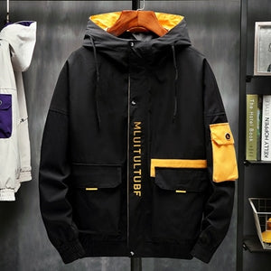 High quality jackets men autumn winter loose Korean fashion hip hop big pockets plus size M-4XL hooded harajuku homme jacket