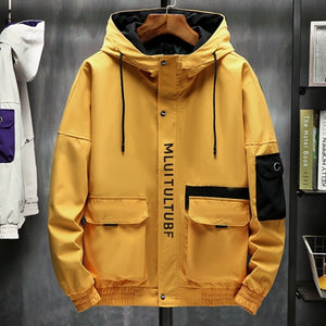 High quality jackets men autumn winter loose Korean fashion hip hop big pockets plus size M-4XL hooded harajuku homme jacket