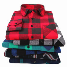 Load image into Gallery viewer, 100% Cotton Flannel Men&#39;s Plaid Shirt Slim Fit Spring Autumn Male Brand Casual Long Sleeved Shirts Soft Comfortable 4XL