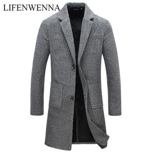 Autumn Winter New Fashion Brand Men's Clothes Trend Jacket Wool Coat Men Slim Fit Peacoat Wool & Blends Winter Long Men Coat 5XL