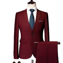 Load image into Gallery viewer, Wedding Suits For Men Slim Fit Men&#39;s Business Casual Groom Suits Formal Burgundy Green Purple Yellow Red White Man Suit 5XL 6XL