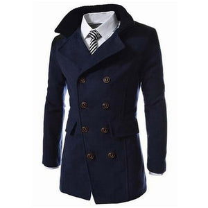 TANGEST Fashion Male Autumn Winter Coat Turn-down Collar Wool Blend Men Overcoat MWN113