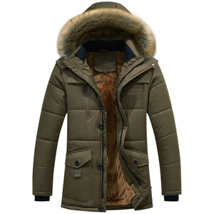 8XL Men’s Jacket Thicken Winter Plus Velvet Male Coat Hooded Solid Coat Men Thick  Warm Mens Windproof High Quality Parka,ZA289