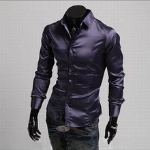 Load image into Gallery viewer, Men Long Sleeve Casual Shirt Luxury Wedding Silk-Like Satin  Shirt Tops 2019 Men Brand Clothing Camisa Masculina