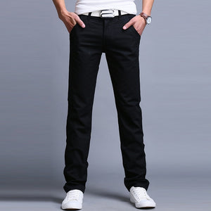 Fashion Men Business Casual Pants Slim Straight Trousers Solid Color Man Long Pants Spring Autumn VK-ING