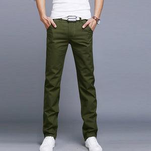 Fashion Men Business Casual Pants Slim Straight Trousers Solid Color Man Long Pants Spring Autumn VK-ING