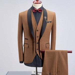 New Arrival One Button Groomsmen Shawl Lapel Groom Tuxedos Men Suits Wedding/Prom Best Man Blazer ( Jacket+Pants+Vest+Tie)A101