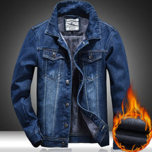 Load image into Gallery viewer, 2019 Autumn and Winter New Men jeans Jacket Thick Warm Mens Coat Plus Velvet Denim Jacket Wild Youthful Outwear Large size 5XL