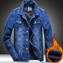 Load image into Gallery viewer, 2019 Autumn and Winter New Men jeans Jacket Thick Warm Mens Coat Plus Velvet Denim Jacket Wild Youthful Outwear Large size 5XL