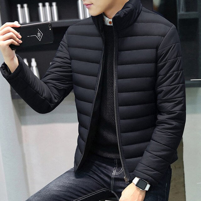 Bigsweety Winter Coat Men's Parkas Outerwear Casual Slim Stand Collar Zipper Parkas Men Cotton-Padded Jacekt Plus Size Coats