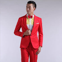 Load image into Gallery viewer, Suit Men New 2019 Long-Sleeved Men&#39;s Suits Dress Hosted Theatrical Tuxedos For Men Wedding Prom Red Yellow Blue And Green M L XL