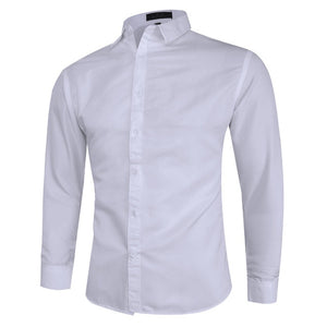 ZUSIGEL 2019 Smart Casual Solid Long Sleeve White Shirt Men Single Breasted Collar Slim Fit Shirt Youth Fashion Mens Shirts