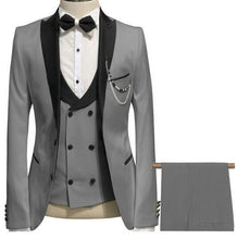 Load image into Gallery viewer, Elegant Grey Men Suit Prom Tuxedo Slim Fit 3 Piece (Jacket+Vest+Pants) Groom Wedding Suits For Men Custom Blazer