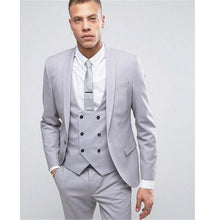 Load image into Gallery viewer, Elegant Grey Men Suit Prom Tuxedo Slim Fit 3 Piece (Jacket+Vest+Pants) Groom Wedding Suits For Men Custom Blazer