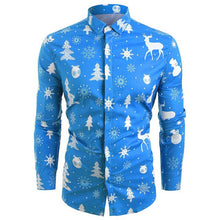 Load image into Gallery viewer, Funnyshirt Printed Long Sleeve Button Men Clothes Casual Snowflakes Christmas deer Printed Christmas Shirt New Year Party Blouse