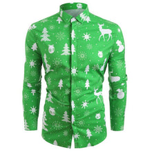 Load image into Gallery viewer, Funnyshirt Printed Long Sleeve Button Men Clothes Casual Snowflakes Christmas deer Printed Christmas Shirt New Year Party Blouse