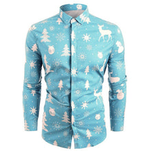 Load image into Gallery viewer, Funnyshirt Printed Long Sleeve Button Men Clothes Casual Snowflakes Christmas deer Printed Christmas Shirt New Year Party Blouse