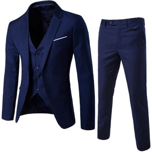 2019 Men's Fashion Slim Suits Men's Business Casual Clothing Groomsman three-piece Suit Blazers Jacket Pants Trousers Vest Sets