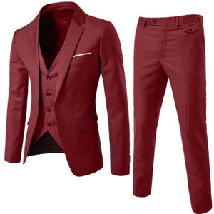 2019 Men's Fashion Slim Suits Men's Business Casual Clothing Groomsman three-piece Suit Blazers Jacket Pants Trousers Vest Sets