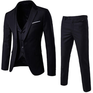 2019 Men's Fashion Slim Suits Men's Business Casual Clothing Groomsman three-piece Suit Blazers Jacket Pants Trousers Vest Sets