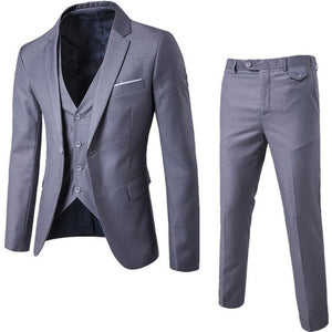 2019 Men's Fashion Slim Suits Men's Business Casual Clothing Groomsman three-piece Suit Blazers Jacket Pants Trousers Vest Sets