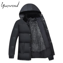 Load image into Gallery viewer, Yasword Men Parka Thick Coat Winter Jackets Warm Winter Casual Coats Windproof Hooded Fur Male Outwear Cotton Padded Overcoats